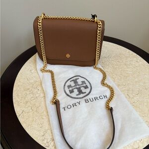 Tory Burch Tan Crossbody Bag with Gold Chain